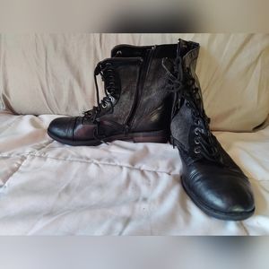 Black and Gray Zip Up Booties